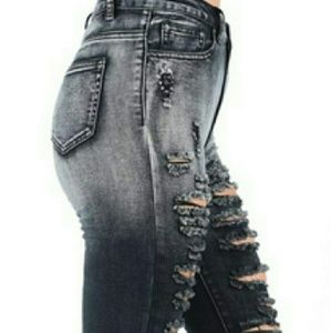 Plus Size High-rise Destroyed Skinny Stretch Jeans